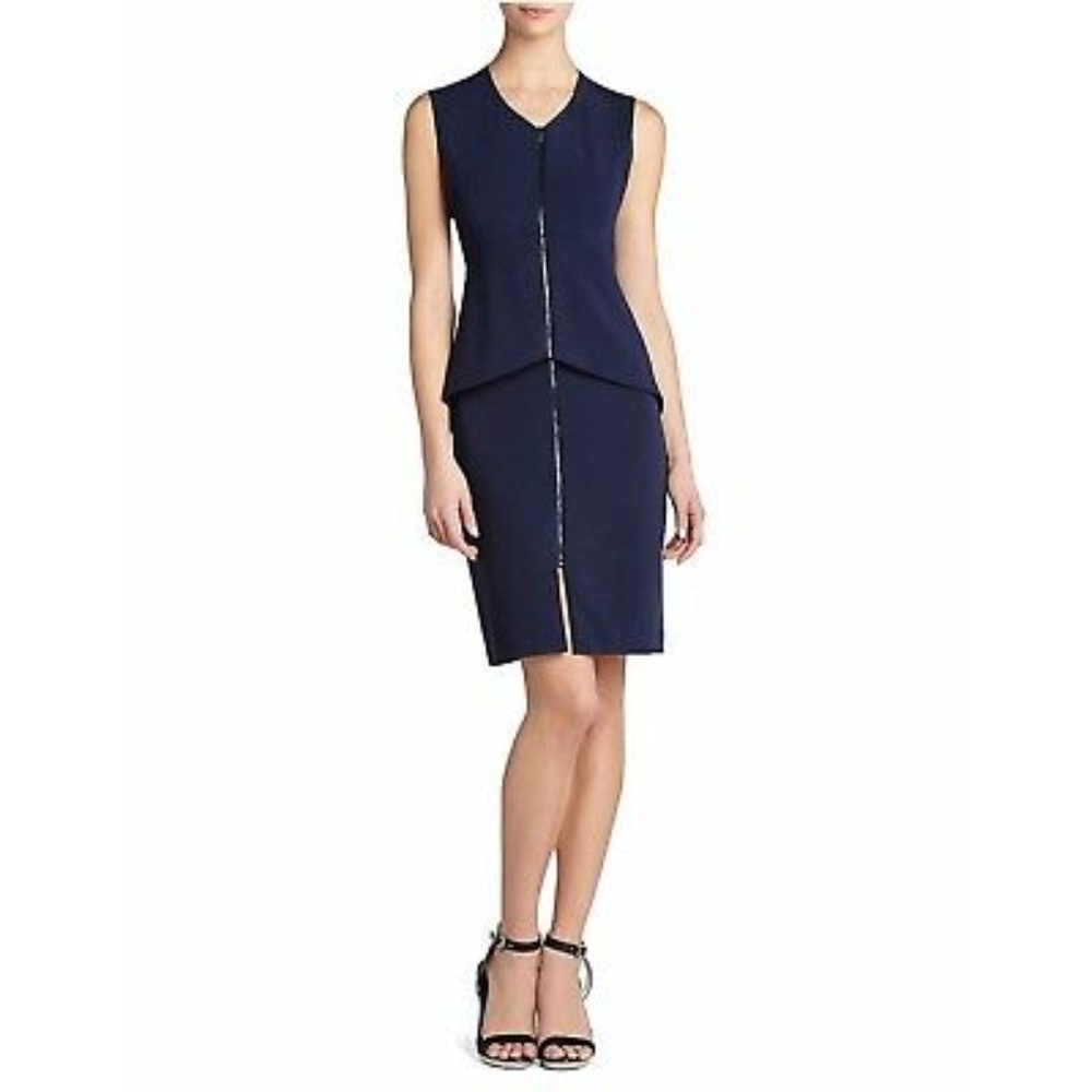 BCBGMaxaria Navy Peplum Zipper Dress